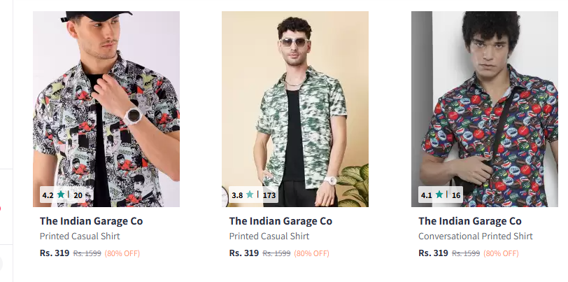 Image of The Indian Garage Co Men Casual Shirts Minimum 80% Discount 