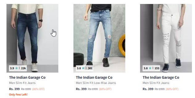 Image of The Indian Garage Co Men Fade Stretchable Jeans Starting Price @₹399