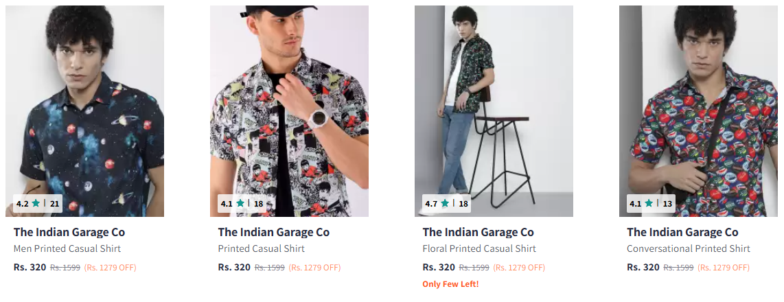 Image of The Indian Garage Co Men Fashion Shirt Starts @ ₹320