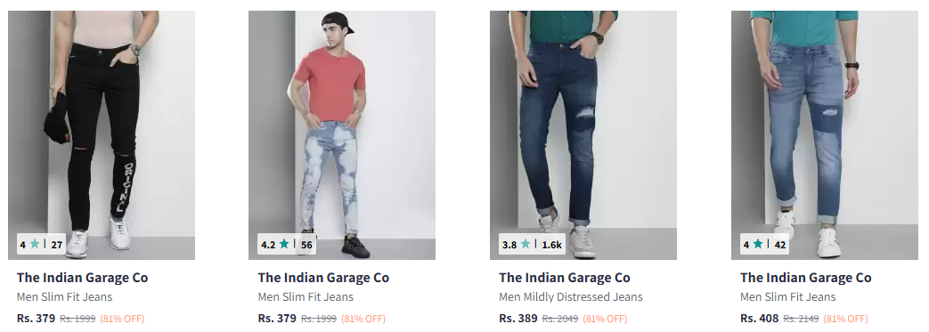 Image of The Indian Garage Co Men Jeans up to 84% Discount