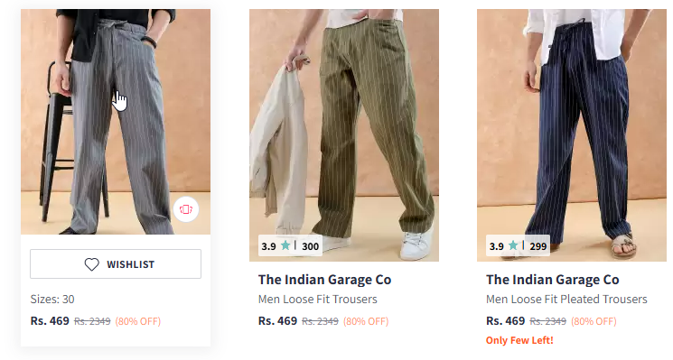 Image of The Indian Garage Co Men Loose Fit Trousers Starting At @₹379