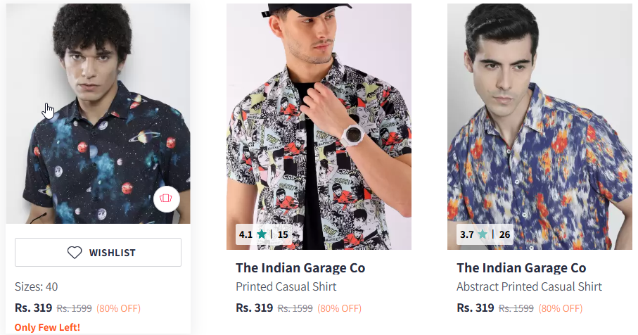 Image of The Indian Garage Co Men Navy Blue & White Printed Casual Shirt Starting Price @ ₹319