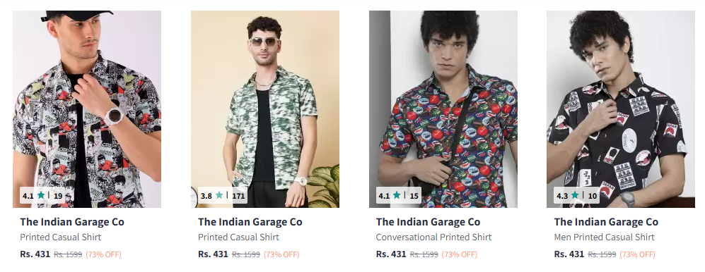 Image of The Indian Garage Co Men Printed Casual Shirt Starting Price @ ₹431