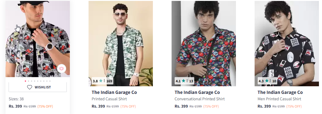 Image of The Indian Garage Co Men Printed Casual Shirt Starting Price @ ₹399