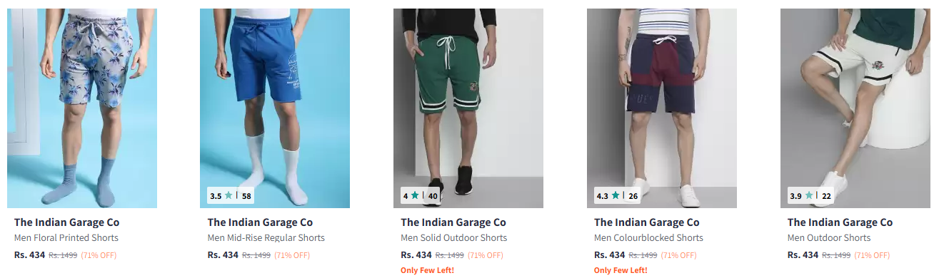 Image of The Indian Garage Co Men Shorts Flat 71% Discount