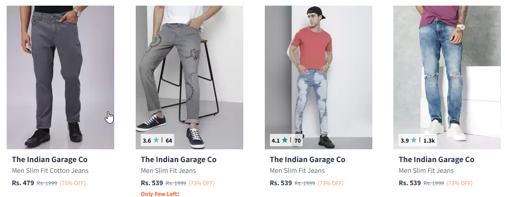 Image of The Indian Garage Co Men Slim Fit Jeans Starting Price @ ₹479