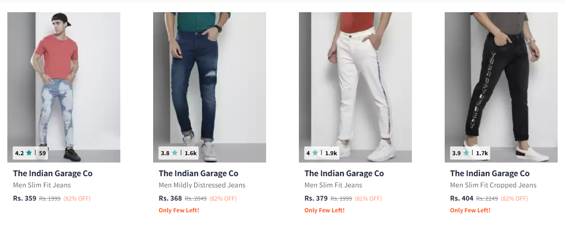 Image of The Indian Garage Co Men Slim Fit Jeans upto 82% Off