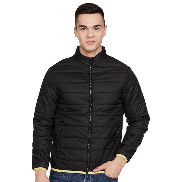 Image of The Indian Garage Co Men Slim Fit Solid Puffer Jackets