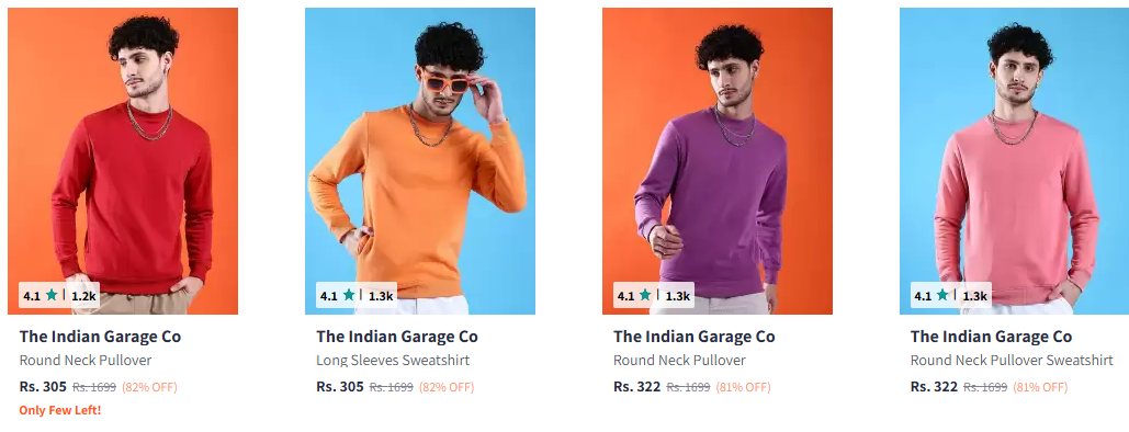 Image of The Indian Garage Co. Men Sweatshirts up to 82% Discount