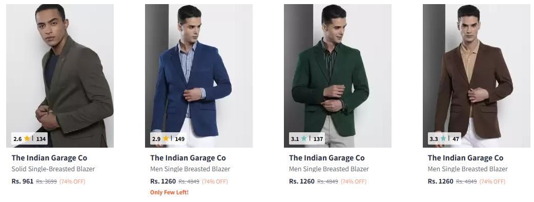 Image of The Indian Garage Co Men's Blazers up to 74% Discount