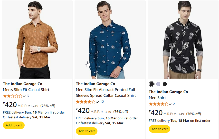 Image of The Indian Garage Co Men's Casual Shirt Starting Price@ ₹420