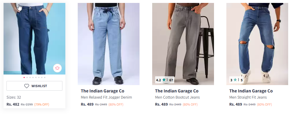 Image of The Indian Garage Co Men's Cotton Jeans. Starting At @₹399