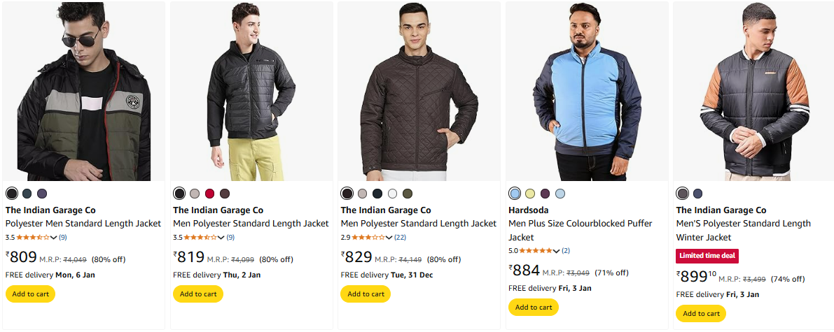 Image of The Indian Garage Co Men's Jacket minimum 80% Discount