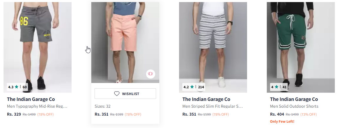 Image of The Indian Garage Co Men's Mid-Rise Regular Shorts Starting Price @ ₹329