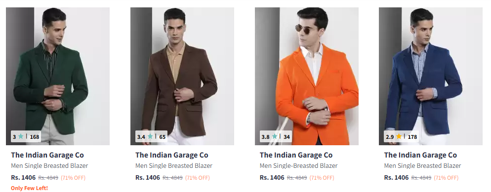 Image of The Indian Garage Co Men's Slim Fit Blazer up to 71% Discount