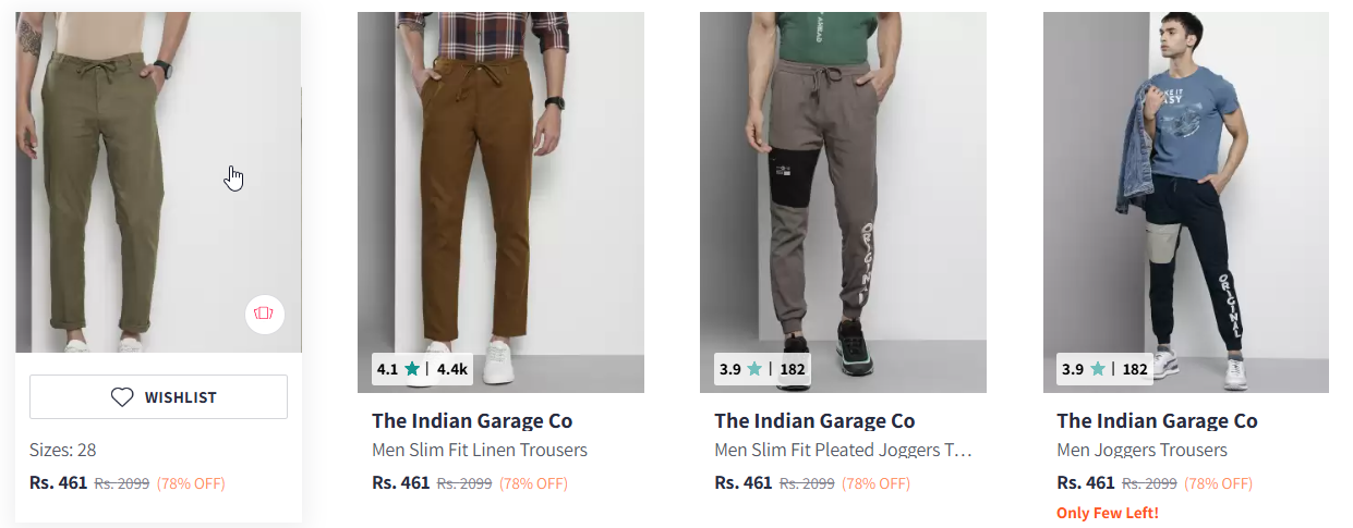 Image of The Indian Garage Co Men's Slim Fit Linen Blend Trousers up to 78% Discount