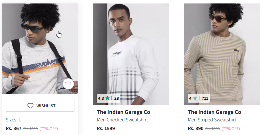 Image of The Indian Garage Co Men's Sweatshirt Starting Price @ ₹367