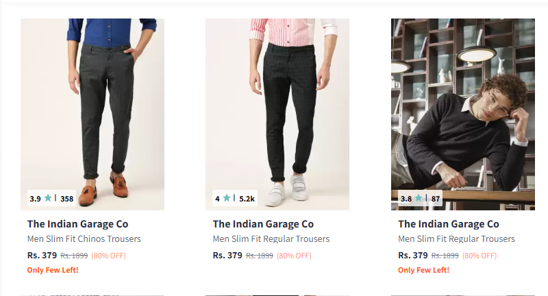 Image of The Indian Garage Co Men's Trouser Minimum 80% Discount 