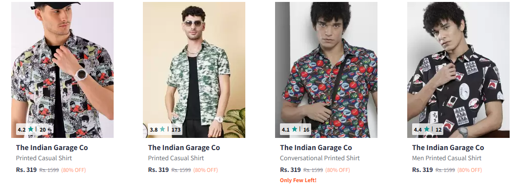 Image of The Indian Garage Co Printed Shirt for Men Minimum 80% Discount 