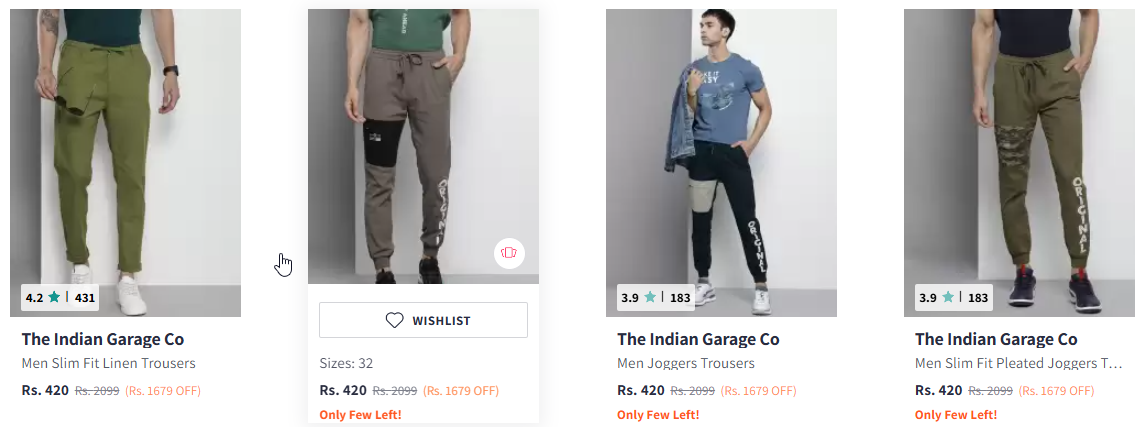 Image of The Indian Garage Co Slim Fit Linen Blend Trousers Starting Price @ ₹420