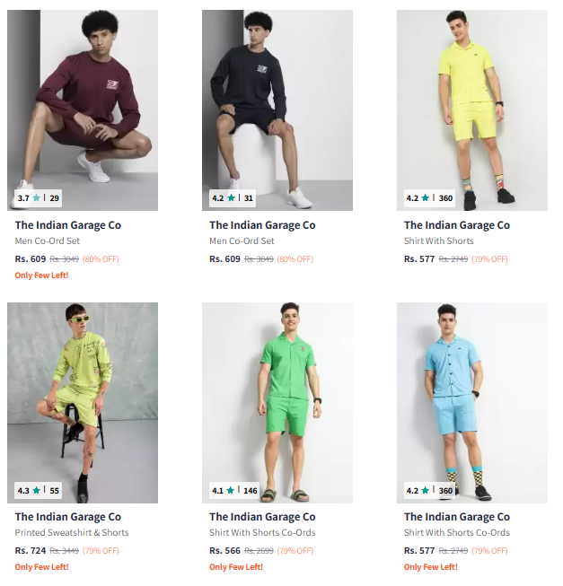 Image of The Indian Garage Co Sweatshirt & Shorts Co-Ord Set @ Flat 79% Discount