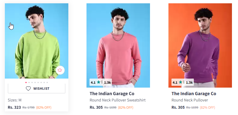 Image of The Indian Garage Men's Sweatshirt Starting Price @ ₹305