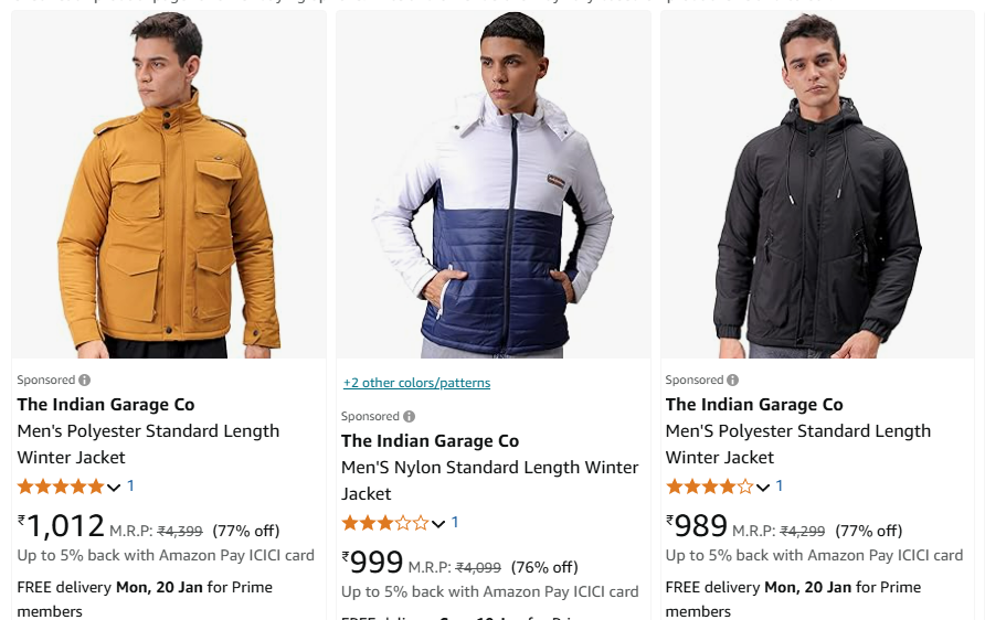 Image of The indian Garage Co Men Jackets Minimum 70% Discount 