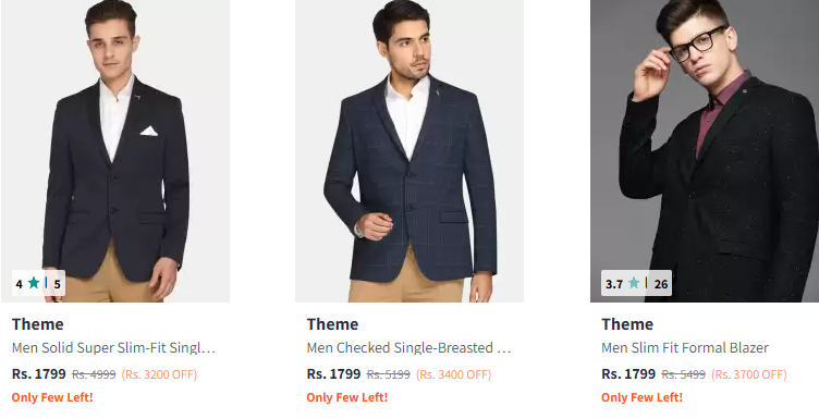 Image of Theme Men's Slim Fit Blazers Starting @ ₹1799