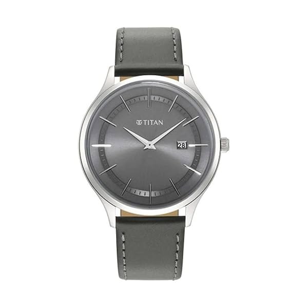 Image of Titan Men Leather Classique Slim Analog Silver Dial Watch