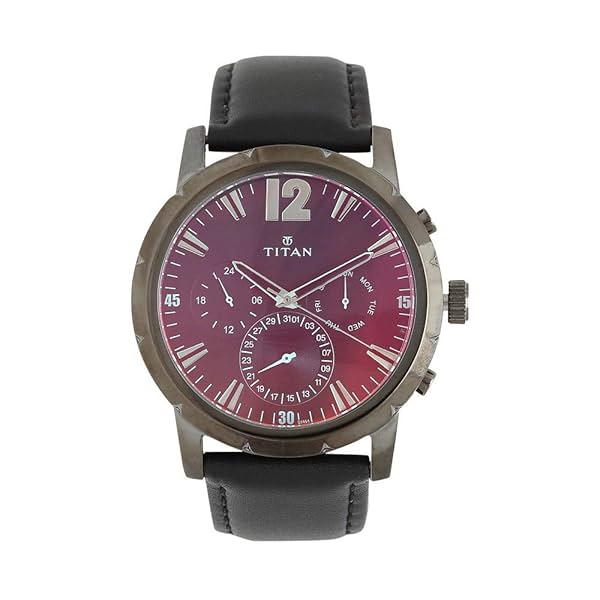 Image of Titan Men Leather Iridescent Dials Analog Grey Watch