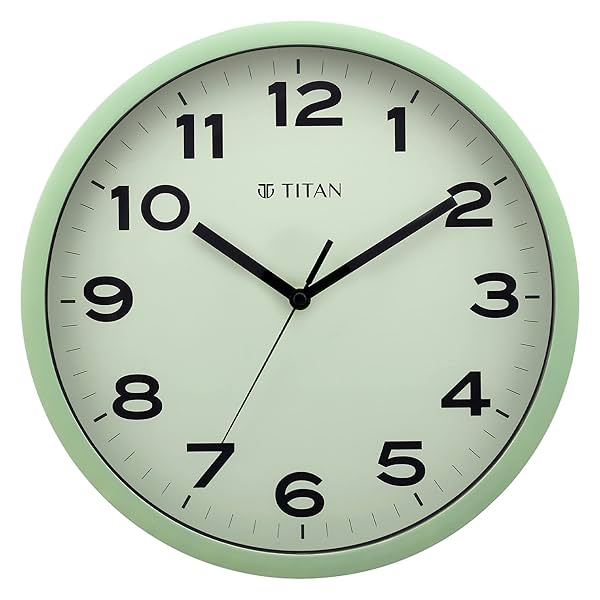 Image of Titan Plastic Contemporary Light Green Analog Wall Clock