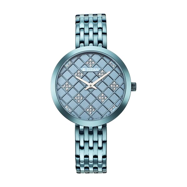 Image of Titan Quartz Analog Blue Dial Stainless Steel Strap Watch for Women