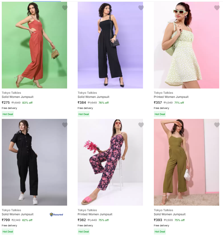 Image of Tokyo Talkies Brand Women's Jumpsuits And Dungarees @ Up to 83% Discount