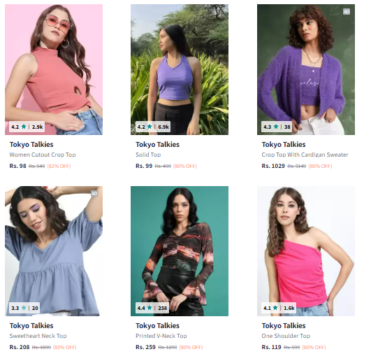 Image of Tokyo Talkies Brand Women's Top @ Minimum 80% Discount