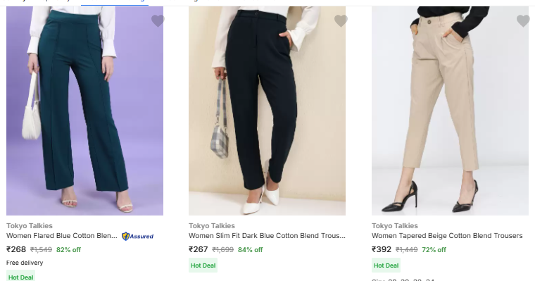 Image of Tokyo Talkies Brand Women's Trousers @ Up to 84% Discount