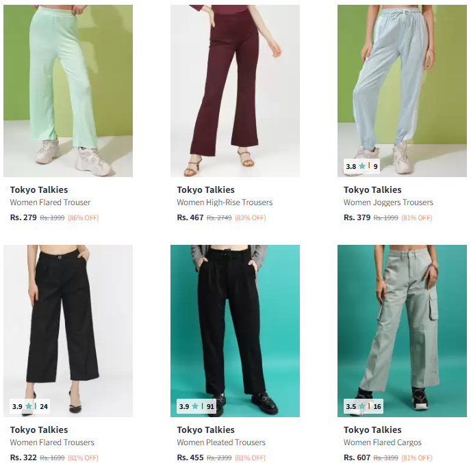 Image of Tokyo Talkies Brand Women's Trousers @ Up to 86% Discount