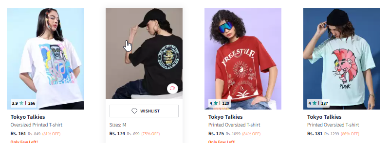 Image of Tokyo Talkies Graphic Print Oversized T-shirt Starting @ ₹161