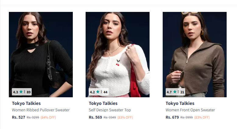 Image of Tokyo Talkies Women's Sweater Minimum 80% Discount