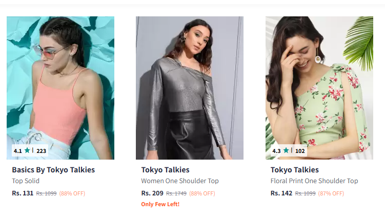 Image of Tokyo Talkies Women's Tops Minimum 80% Discount 