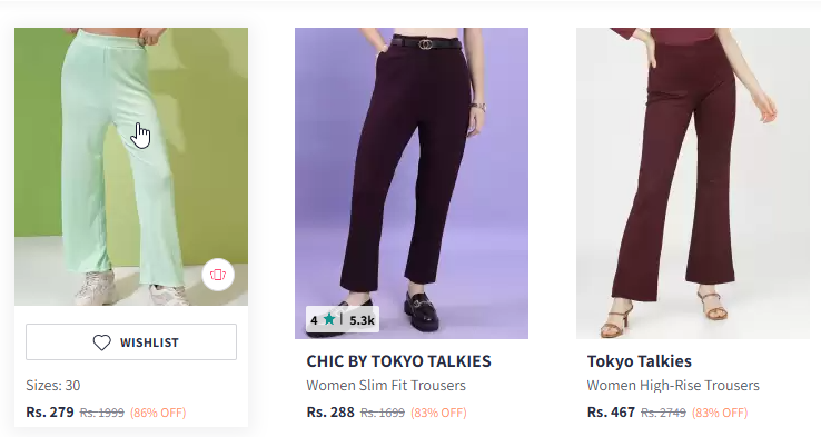 Image of Tokyo Talkies Women's Trouser Minimum 80% Discount 