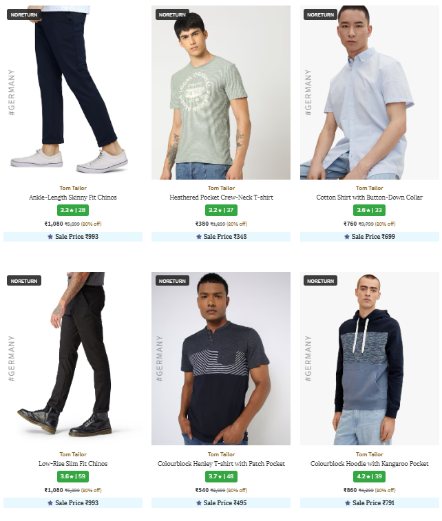 Image of Tom Tailor Brand Men's Clothing @ Flat 80% Discount