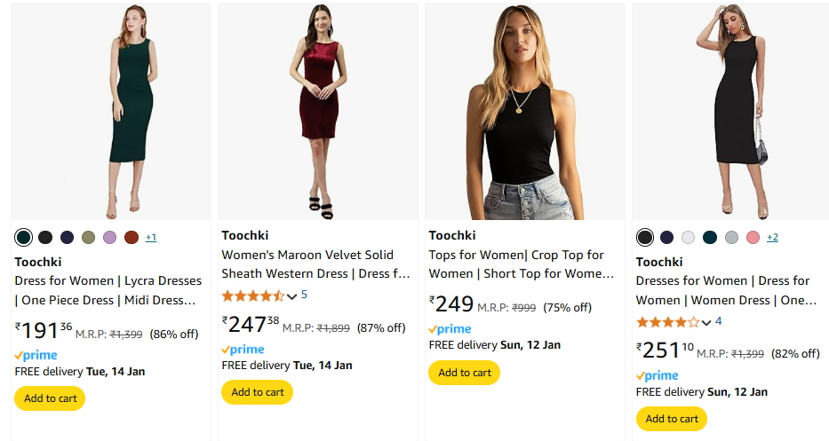 Image of Toochki Dress for Women Starts @ ₹191