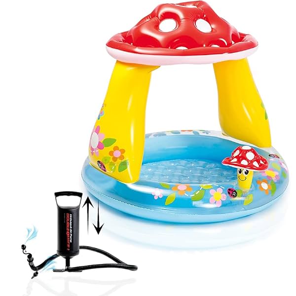 Image of Toy Imagine Combo Mushroom Baby Pool Built-in Shade