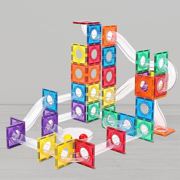 Image of ToyMagic 116 PcsMagnetic Tiles Marble Run Building Set for Kids