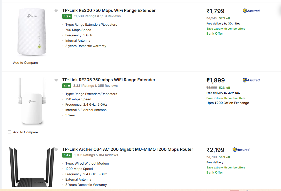 Image of Tp Link Routers Starting at just ₹1399