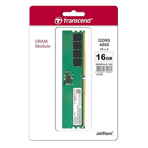 Image of Transcend RAM 16GB DDR5 4800MHz CL40 (1Rx8) Desktop Memory - JM4800ALE-16G