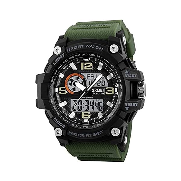 Image of Trex-Sport- Army Green Multifunction Dual-Time Analoge-Digital Alarm.