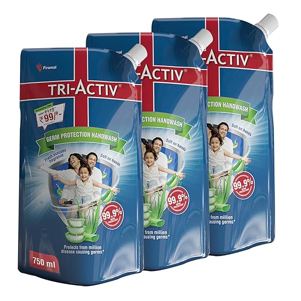 Image of Tri-Activ Liquid Handwash Refill | 750ml x Pack of 3 (2250ml) | .