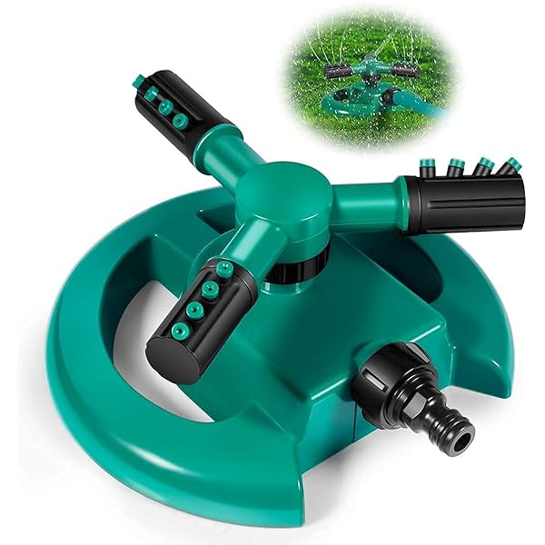 Image of Tusmad 1 Pc Automatic 360 ° Rotating Adjustable Round 3 Arm Lawn Water Sprinkler for Watering Garden Plants