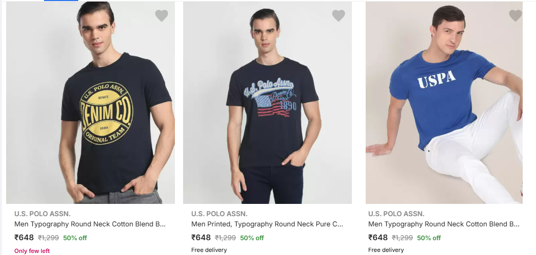 Image of U.S. POLO ASSN. Men T-Shirts Minimum 50% Discount Starting at just ₹648